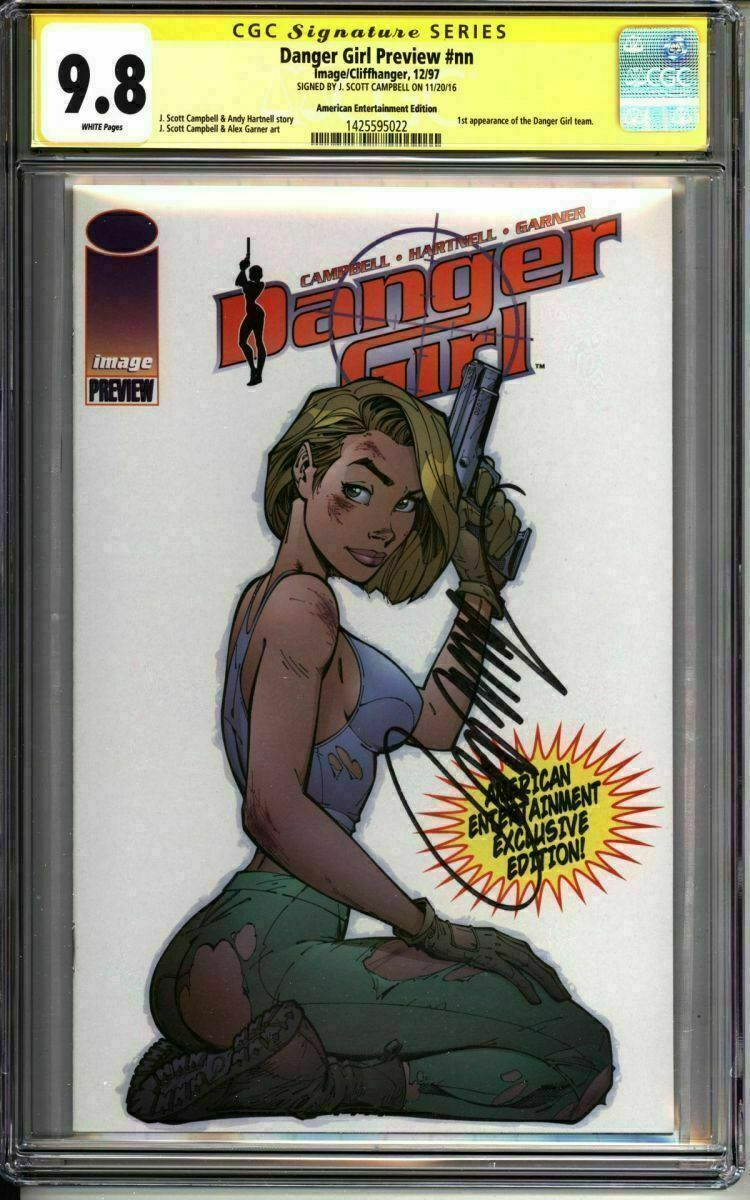 DANGER Girl Preview (#1) Variant CGC 9.8 SS Campbell 1st App