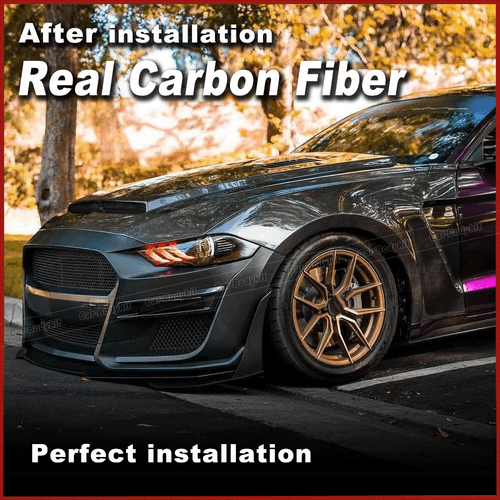 Fit For Ford Mustang 2018-2023 Real Carbon Exterior Side Fender Vent Cover Trim - Picture 2 of 9
