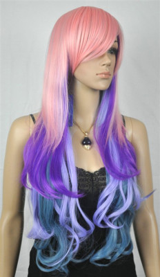 Siya PURPLE BLUE MIX COSPLAY BANG FESTIVAL Wig*NWT 26Inch Fantasy Purple Mix Lolita Synthetic Wigs With Bang  main image 4