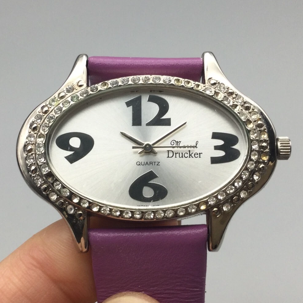Vintage Marcel Druker Millefiori Floral Watch Bracelet.  7 inches. Silver Tone Marcel Drucker Watch Gold Quartsz And Stainless Steel With  main image 2
