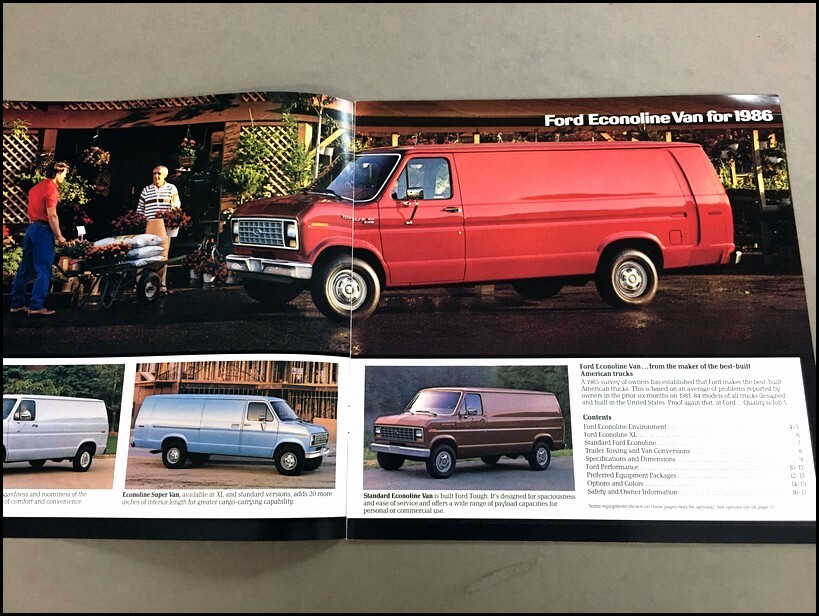 1986 Ford Econoline Van 18-page Vintage Sales Brochure Catalog - E