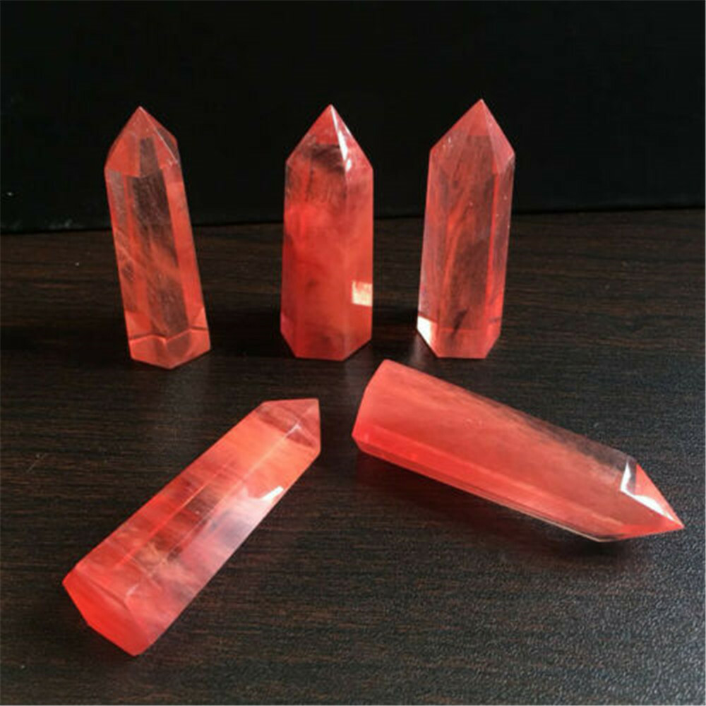 40-50MM Red Smelting Quartz Crystal Point Healing Obelisk