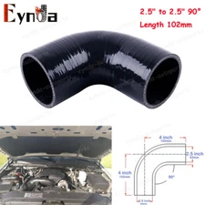Silicone Hose Elbow Coupler Joiner Pipe 2.5" to 2.5" 90° Degree Leg 102mm Black