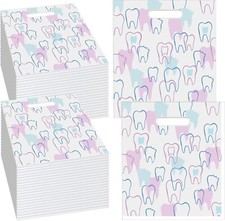 300 Pcs Tooth Merchandise Bags with Handles Plastic Dental Bags for Patients