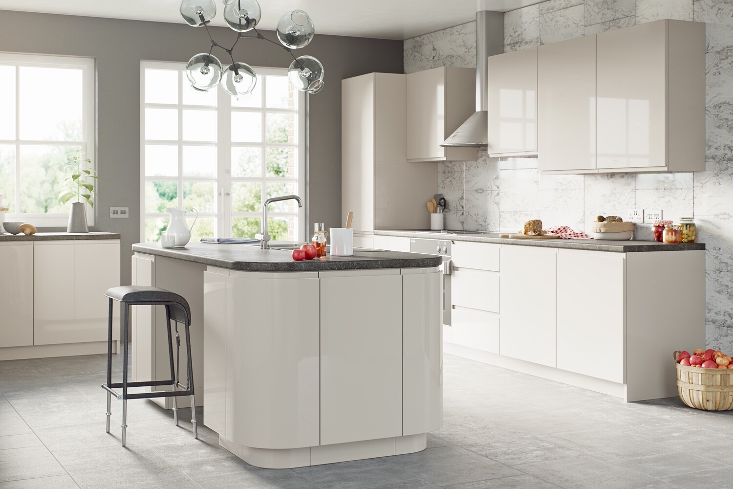Cashmere Gloss Handleless Kitchen Units & Worktops | Rigid Built | Not ...