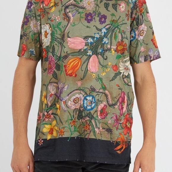 【CPGN STUDIO】Snake Flower Pigment Short Sleeve T-shirt Abstract Flower Tee (Short Sleeves)