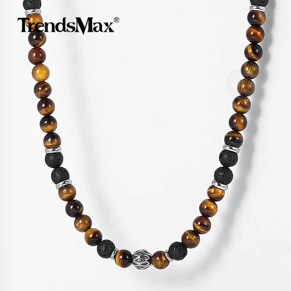8 Mm Tibetan Lava & Tiger's Eye Bracelet | In Stock! | Neshraw - Foto 2