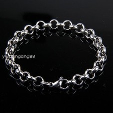 7-11"3.5/4.7/6/8mm Women Men's 316L Stainless Steel Silver Rolo Chain Bracelet