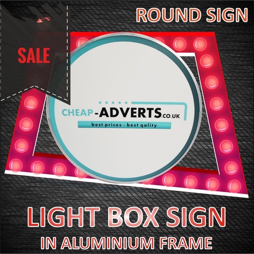 One sided Round LED Projected Signs 60 cm - Custom Shop Sign LightBox Display - Picture 3 of 5