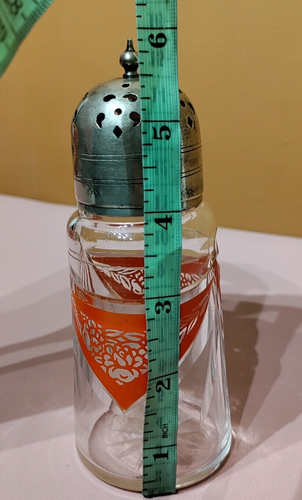 Antique Sugar Shaker Cut Glass With EPNS Silver Lid And Red Floral Detailing - Picture 11 of 12