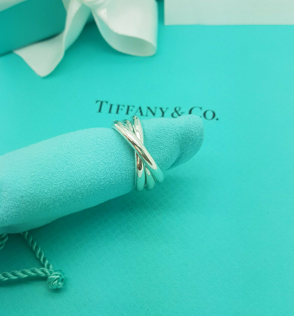 Tiffany & Co. RARE Sterling Silver Triple Ring size O UK, 7 Tiffany & Co. RARE Sterling Silver Triple Ring size O UK, 7