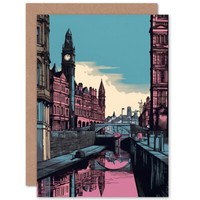 Leeds Kanal Stadtbild Rosa BlaugrüN Abbildung Geburtstagskarte