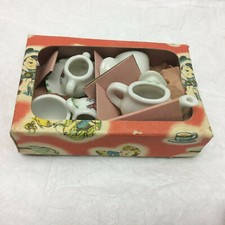 Vintage Child's Porcelain Toy Teapot Set Made in Japan Bird Design