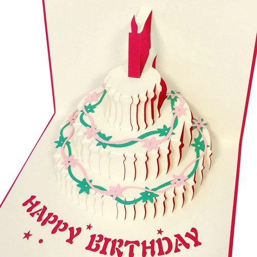 Wrapables® 3D Pop-Up Greeting Cards (Set of 4), Cake, Unicorn, Heart, Peony - Picture 3 of 7