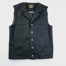 Wyoming Traders Black Vest Womens 14 - 16 Cotton Canvas Button Close 5 Pockets