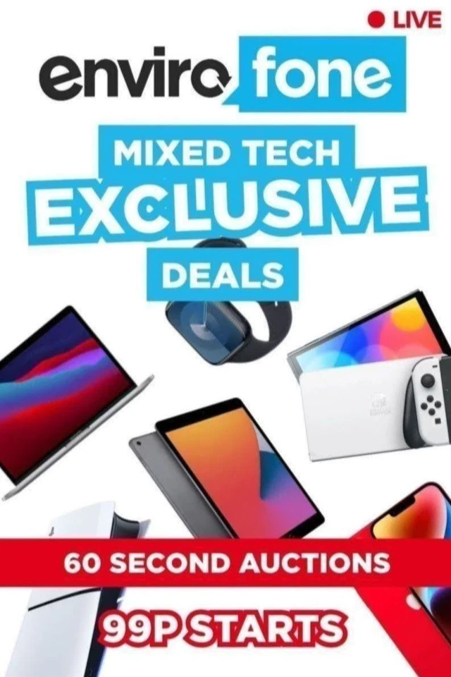 Envirofone 📲 eBay LIVE 🔔 Mixed Tech Auction Listings‼️ 99p Starts⭐