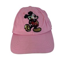 Disney Parks Youth Size Mickey Mouse Sequined Pink Baseball Cap Hat Adjustable