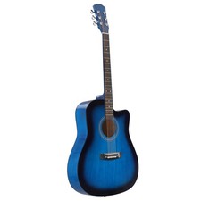 Blue 41-inch Dreadnought barrel-shaped cutaway acoustic guitar with gig bag