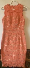 926-Vince Camuto Women’s Sleeveless  Illusion Coral Lace Sheath Dress Size 2