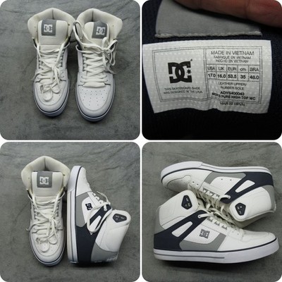 DC Sneakers Men 17 White Leather Pure High-Top WC Lace-Up Skateboarding Shoes