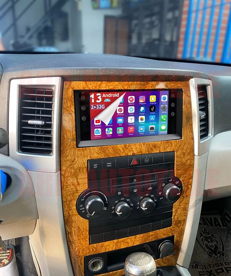 Radio estéreo para automóvil Jeep Grand Cherokee 2008-2010 Android 13 Carplay navegación GPS Foto 2 de 4