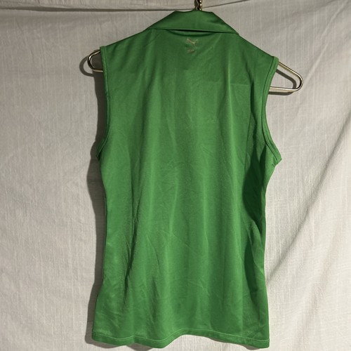 Puma women’s medium green polyester Sleeveless Polo buttons new with tag Shiny - Picture 2 of 15