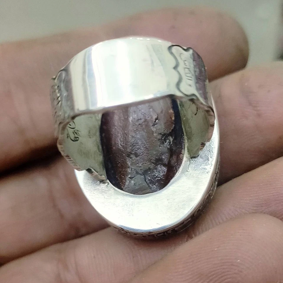 Anillo de plata de ley 925 hecho a mano turquesa del Sinaí 30 G فيروز سيناوي ال٣ معوذات Foto 4 de 4