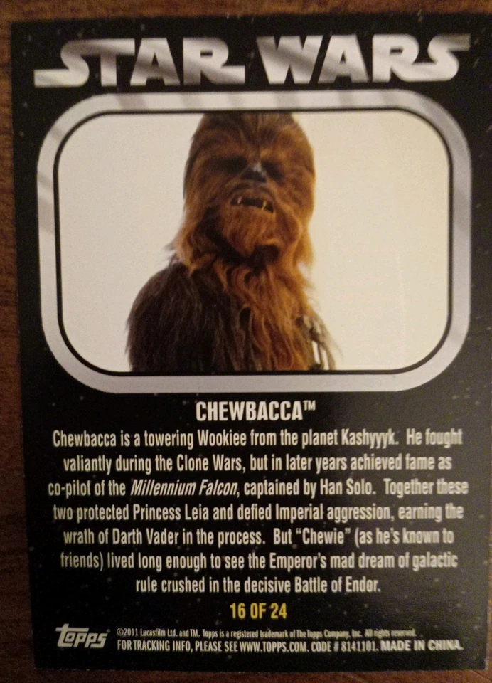 2011 Topps Star Wars Чубакка 16 из 24 - Изображение 2 из 2