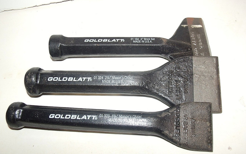 3 Pcs. GOLDBLATT Brick Mason's Chisels, 4 in, 2 1/4 in, 1 3/4 in