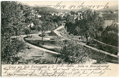 Postcard Bad Freienwalde/or Alexandrine bath, street around 1900