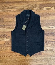 Filson Mackinaw Wool Western Vest Medium Charcoal Grey Made in USA NWT