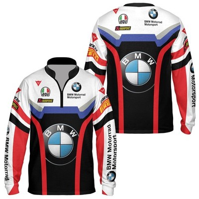 Custom Name BMW Motorrad Motorsport Racing Zip Long Sleeve Men's Shirts S-5XL
