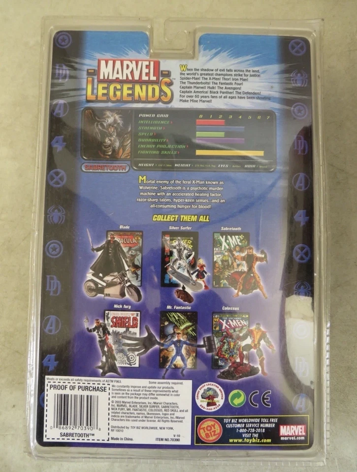 MIP 2003 Marvel Legends Series V Sabretooth 6" Figure + Comic Toybiz, #33 - Image 2 of 2