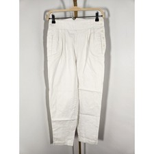 Vintage David N. Womens White Textured Slub Cotton Pleated Pants Size 10
