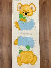 Vintage KOALA BEAR w/LEAVES Soft Sculpture PILLOW/TOY Fabric Panel - 1970's