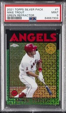 2021 TOPPS SILVER PACK 1986 CHROME PROMO GREEN REFRACTOR MIKE TROUT 31/99 PSA 9