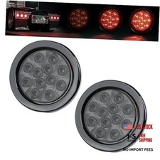 2 Pcs 4" Smoked Lens Red LED Round Marker Clearance Smoked Lens Red 2 Pcs 