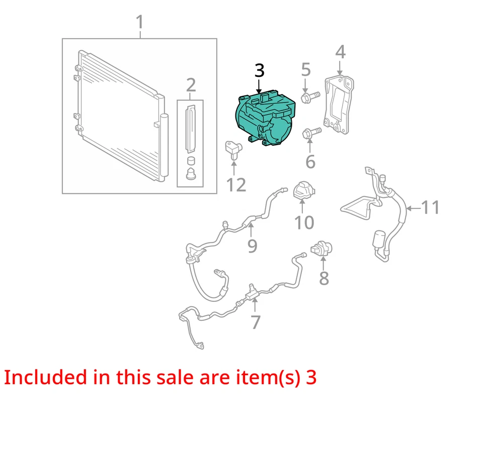 AC Compressor Fits 08-09 LEXUS RX400h 6869915 - Image 3 of 4