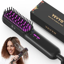 Hair Straightener Brush, Ionic Plus Steam Straightening Brush for Smooth, Anti-f