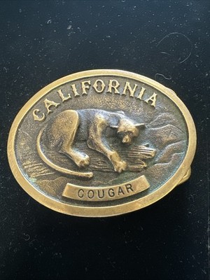 Heritage Mint 1978 California Cougar Solid 3D  Brass Buckle Great Condition
