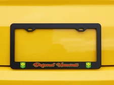 PREMIUM Defend Hawaii Black Powder Coated Metal License Plate Frame Screw Caps