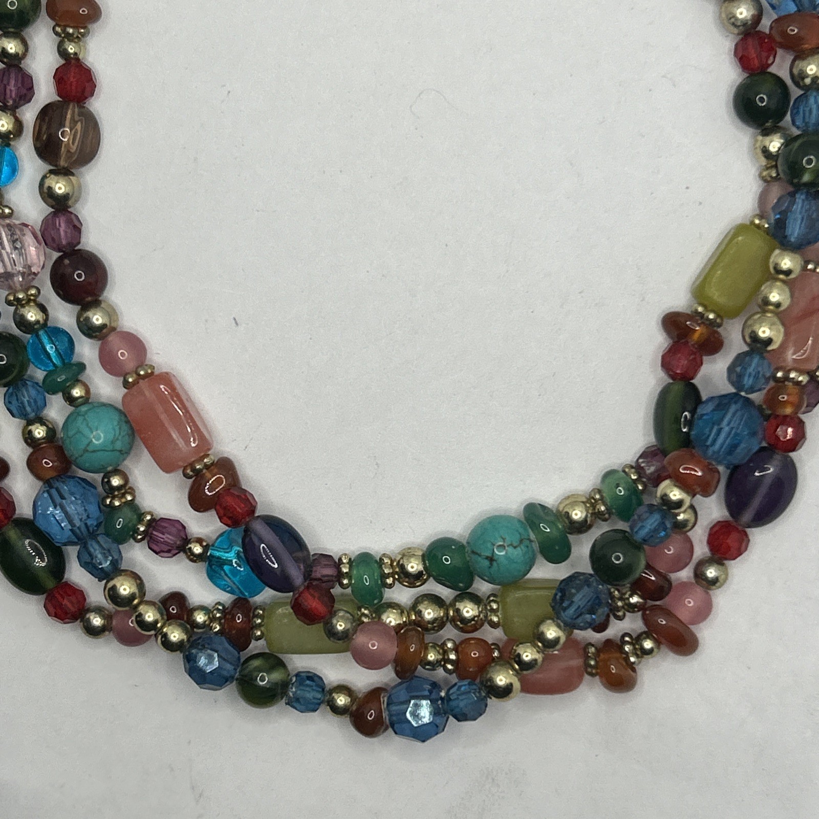 Multi Colored Multi Beaded 4 Multi Strand Necklac… - image 3