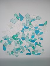 Aqua Blue White Green Sea Glass 2 Pounds, 150 Pieces