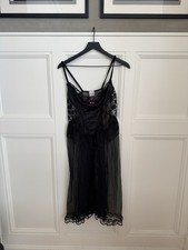 Jill Andrea Of New York Black Sheer Nylon Vintage Nightgown Lingerie USA XL