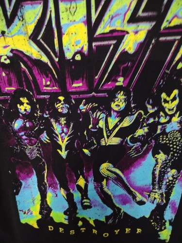KISS Size S Destroyer Album Fluorescence T-Shirt Hard Rock Heavy Metal Band - 第 2/5 張圖片