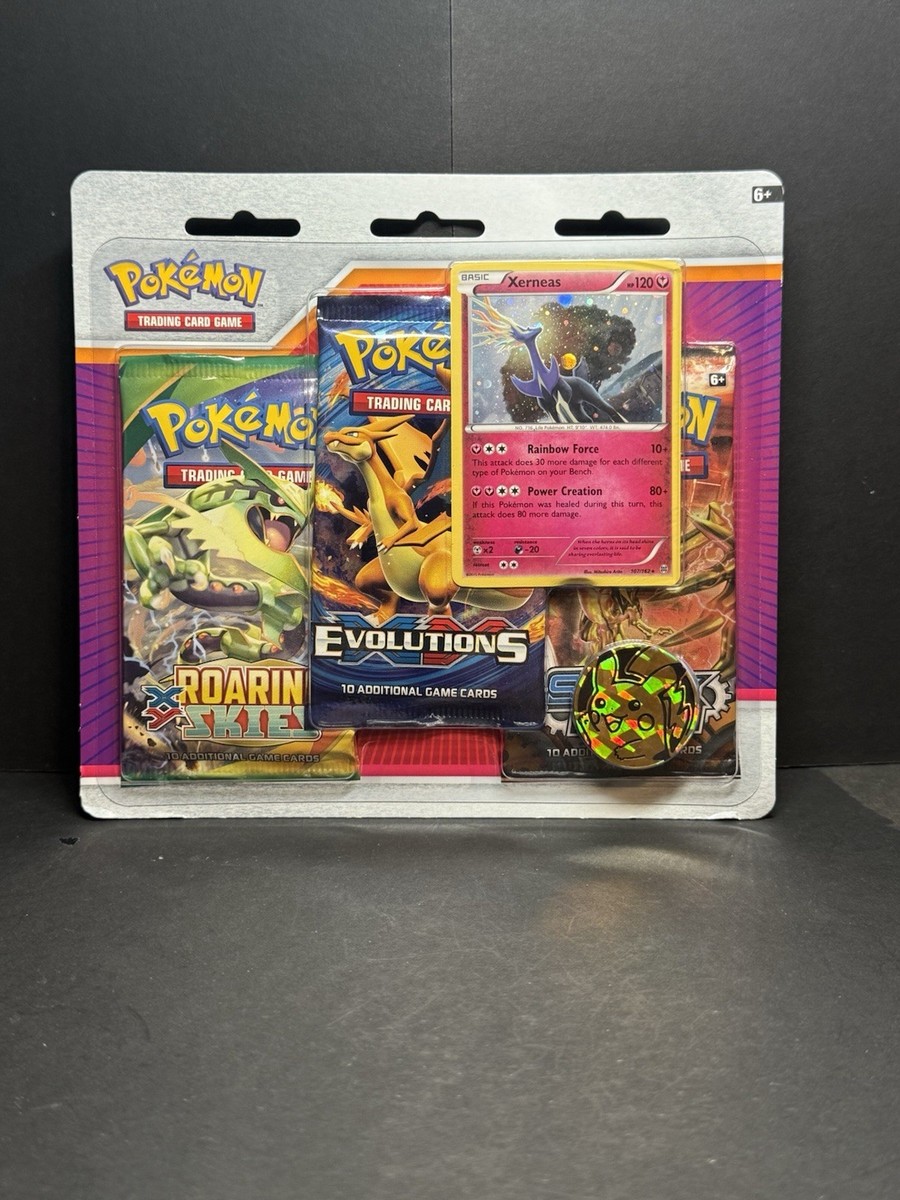 Pokemon TCG XY 3 Pack Blister Xerneas Promo Card Sealed Evolutions Roaring