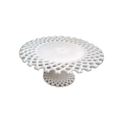 VINTAGE Reticulated White Milk Glass Cake Stand, Westmorland, Wedding Cake Stand