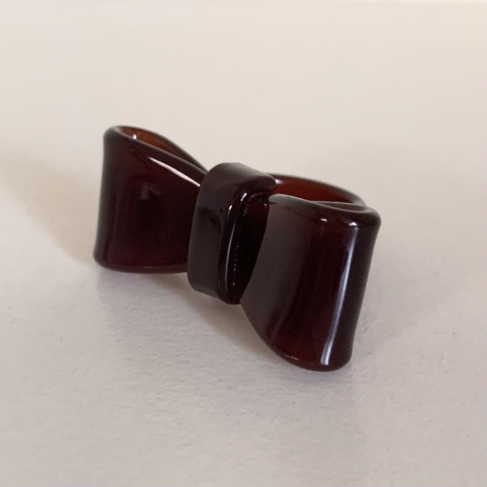 Y2K Large Translucent Brown Bow Ring - image 3