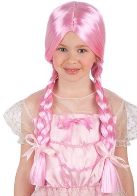 Gadget - Carnival Toys: 2758: Parrucca Rosa C/Trecce (Bimba) -D- Carnival Toys