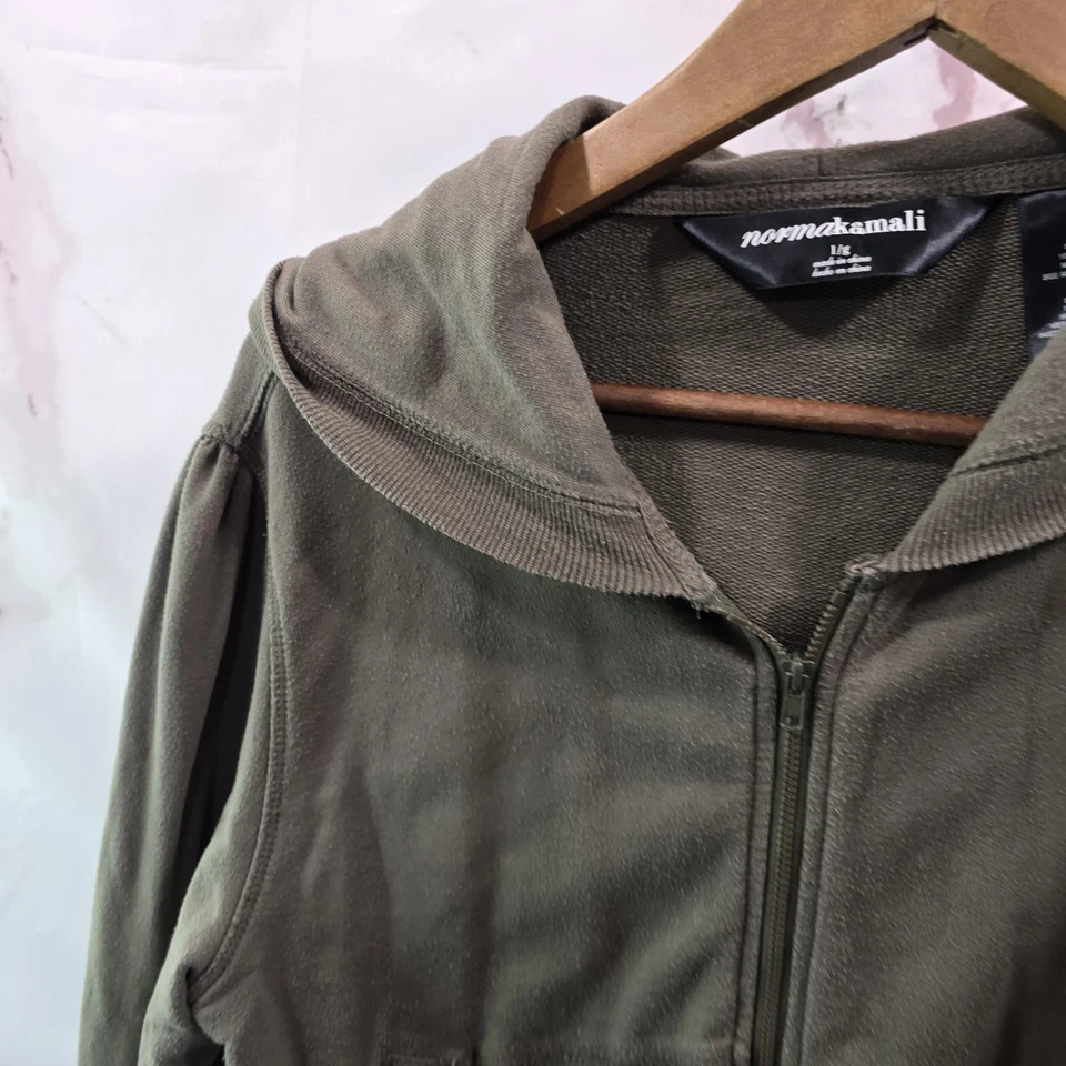Norma Kamali Sudadera con Capucha Mujer Grande Verde Cremallera Sudadera Chaqueta Oliva Ejército Foto 2 de 4
